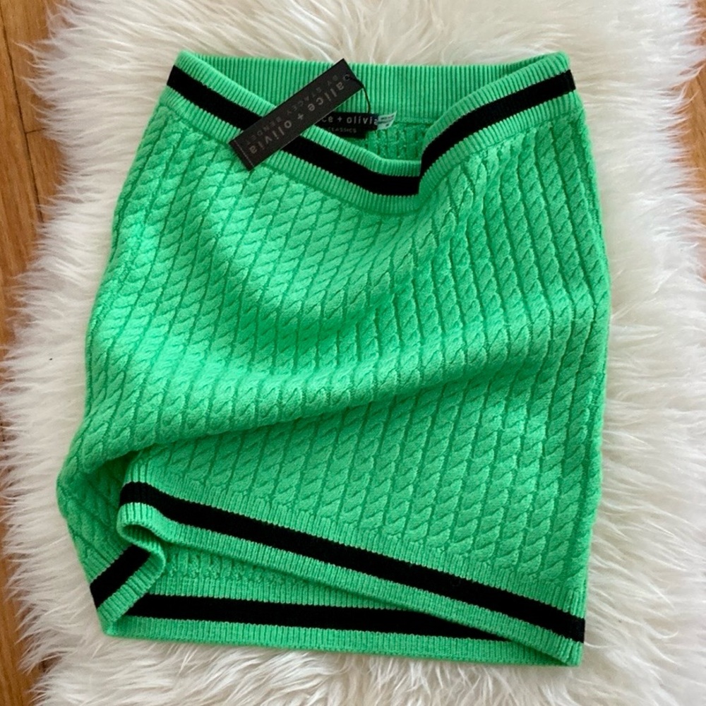 Alice + Olivia Ingrid Wool-Blend Cable Knit Skirt - Picture 7 of 15